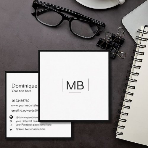 Professional Simple Black and White Social Media Square Business Card