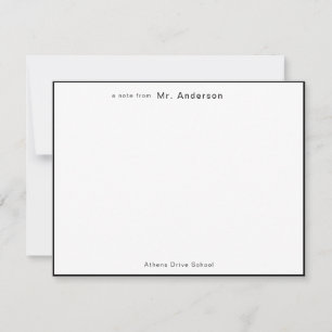 Professional Simple Black border Teachers flat Note Card