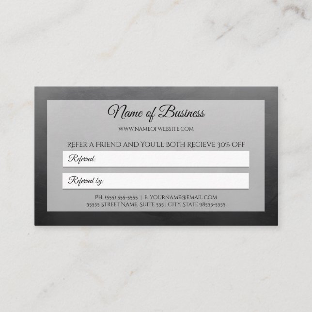 Professional Simple Black Friend Referral Card (Front)