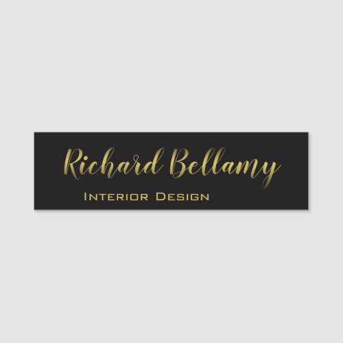 Professional Simple Black Gold Name Tag