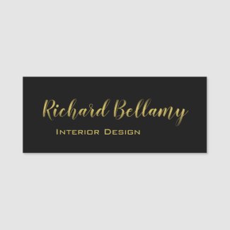 Professional Simple Black Gold Name Tag