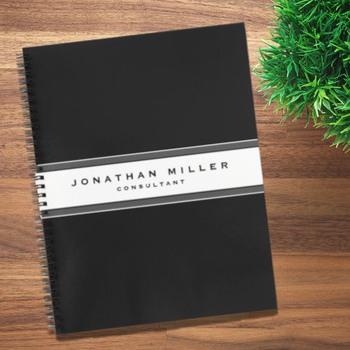 Professional Simple Black  White Gray Stripe Notebook