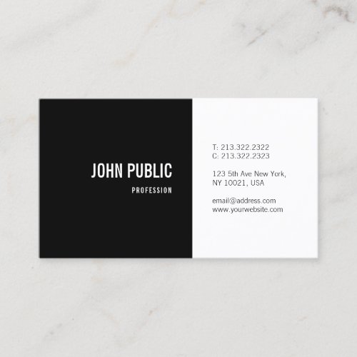 Professional Simple Black  White Template Modern Business Card