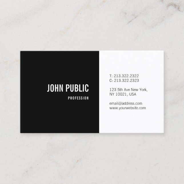 Professional Simple Black & White Template Modern Business Card (Front)
