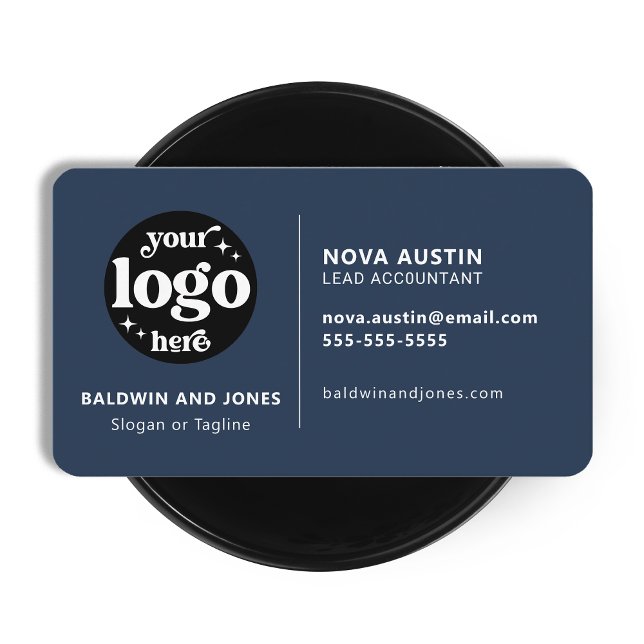 Professional Simple Blue Modern Design With Logo Business Card (Creator Uploaded)