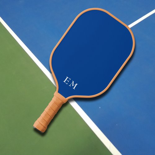 Professional Simple Blue Monogrammed Initials Pickleball Paddle