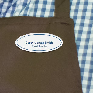 Professional Simple Blue White Name Expertise Oval Tag