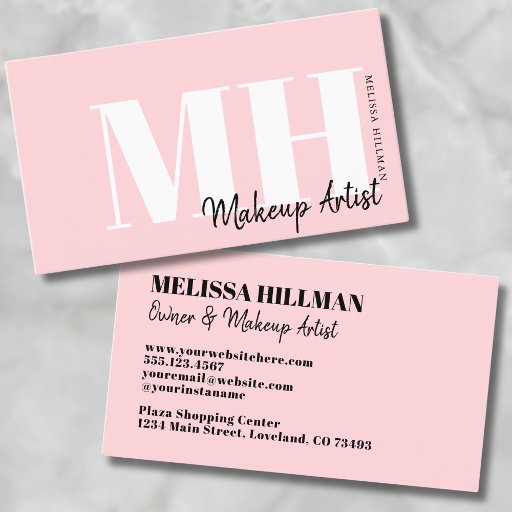 Customizable Professional Simple Blush Pink Monogram Business Card