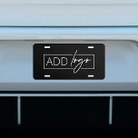 Professional Simple Business Logo Branded Black License Plate<br><div class="desc">Create custom car license plates for your car with this simple white business logo black license plate design,  Suited to rectangle company logos and printed on aluminium or plastic number plate. You can change the background color or add additional text when editing using the zazzle editing tool.</div>