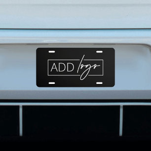 Professional Simple Business Logo Branded Black License Plate