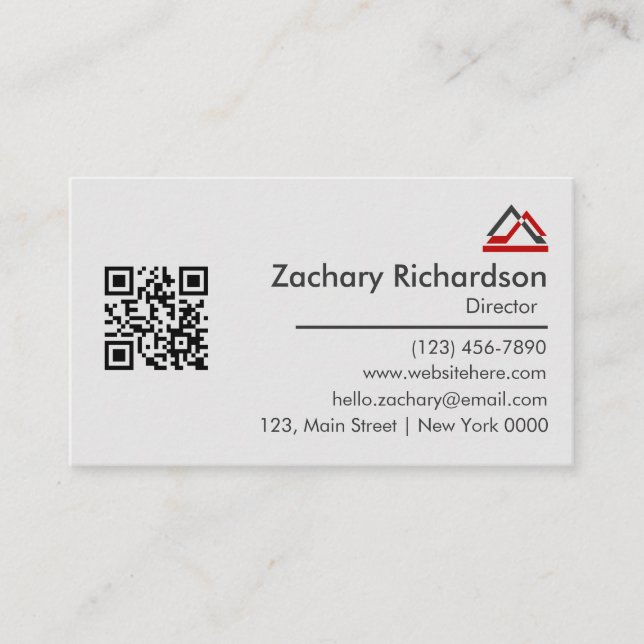 Professional Simple Clean Bold Typography QR Code Business Card (Front)
