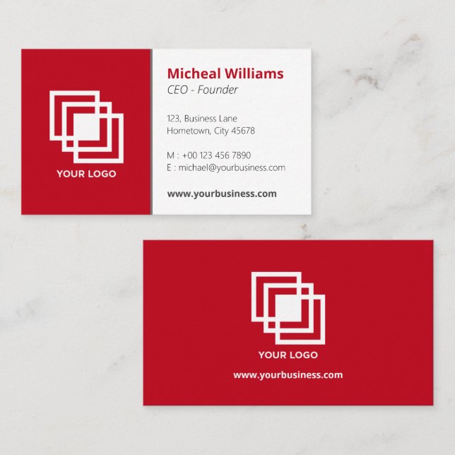Professional Simple Corporate Red Gray  Business C Card (Front/Back)