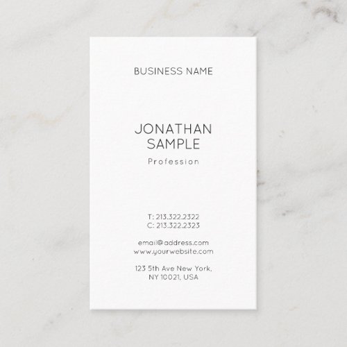 Professional Simple Design Chic Vertical Template Business Card