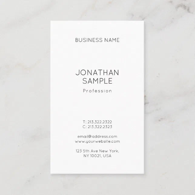 Professional Simple Design Chic Vertical Template Business Card | Zazzle