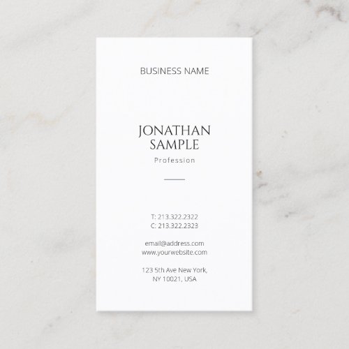 Professional Simple Design Modern Vertical Plain Business Card