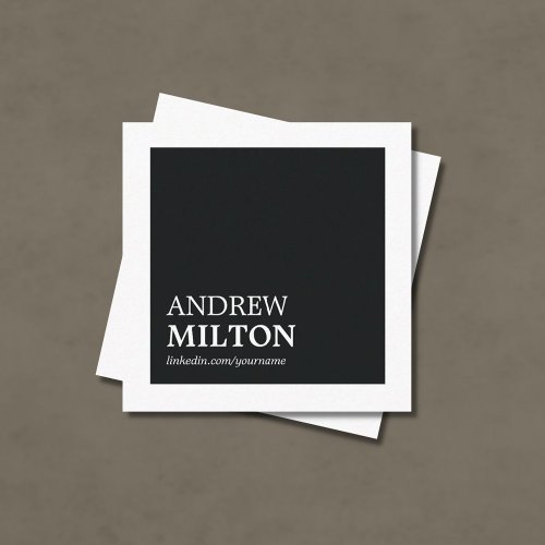 Professional Simple Elegant Black White Consultant Square Business Card