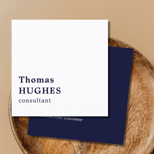 Professional Simple Elegant Blue White Consultant Square Business Card (Creator Uploaded)