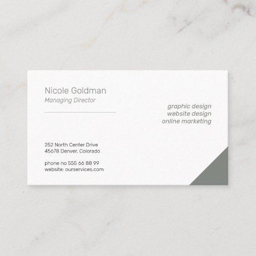 Professional simple elegant corporate plain grey business card