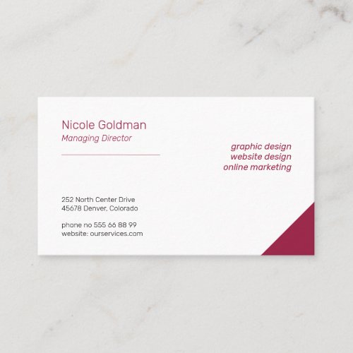 Professional simple elegant corporate plain red business card