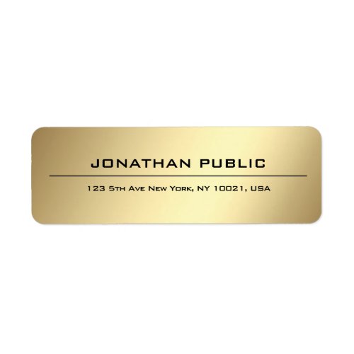 Professional Simple Elegant Gold Return Address Label