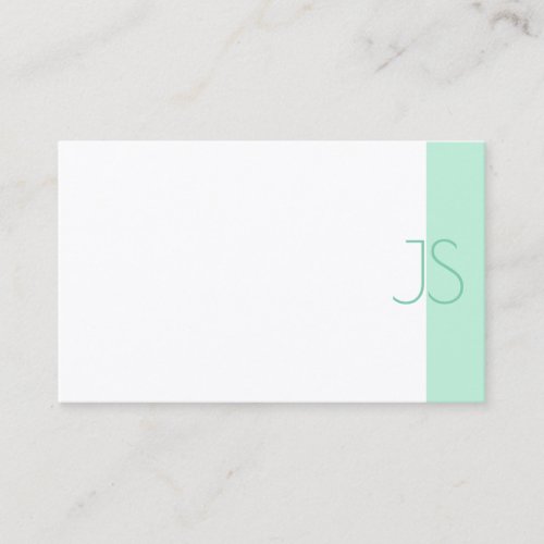 Professional Simple Elegant Mint Green Monogram Business Card