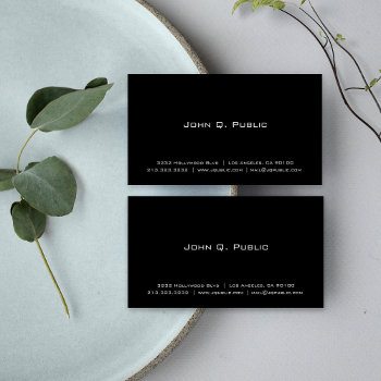 Professional Simple Elegant Plain Black Business Card by J32Teez at Zazzle