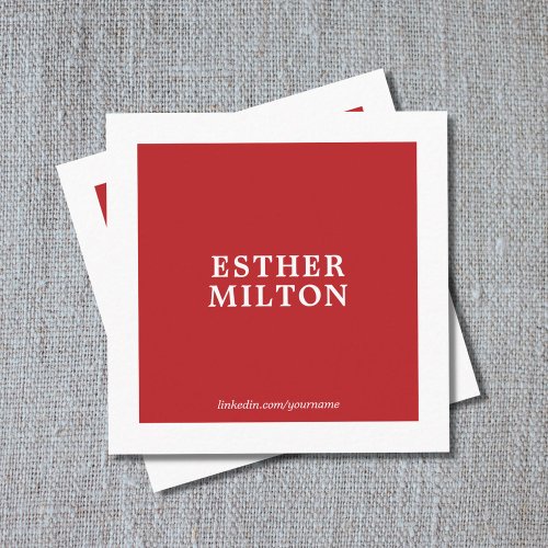 Professional Simple Elegant Red White Consultant Square Business Card