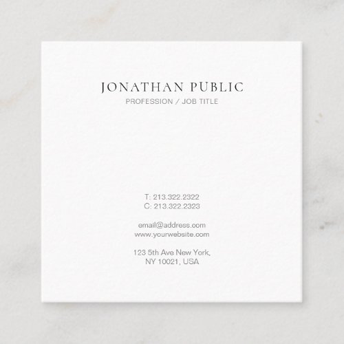 Professional Simple Elegant Template Modern Design Square Business Card