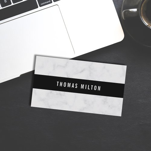 Professional Simple Faux Marble Black Stripe Business Card