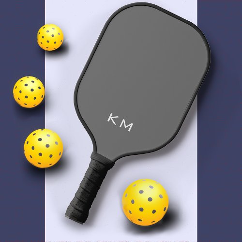 Professional Simple Grey Monogram Initials Pickleball Paddle