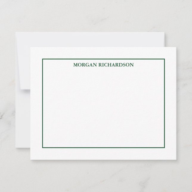 Professional Simple Hunter Green Personalized Note Card (Front)