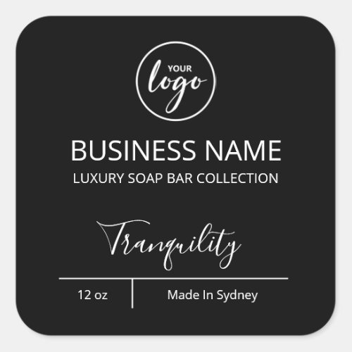 Professional Simple Logo Black Soap Bar Labels