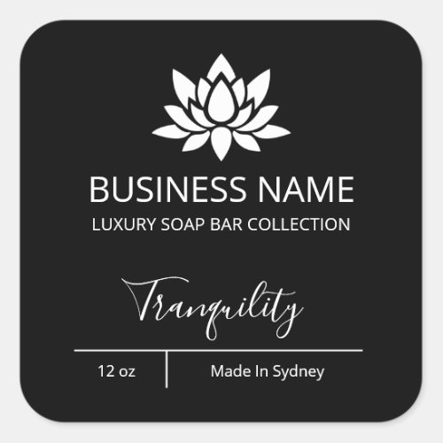 Professional Simple Lotus Black Soap Bar Labels
