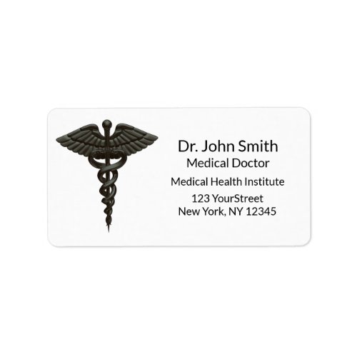 Professional Simple Medical Caduceus Black White Label