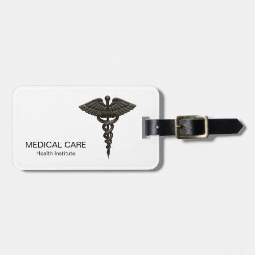 Professional Simple Medical Caduceus Black White Luggage Tag