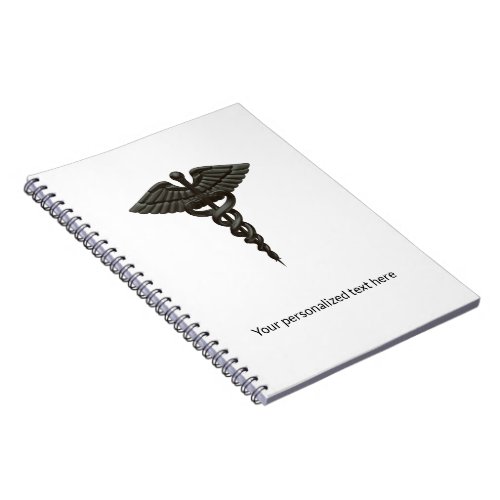 Professional Simple Medical Caduceus Black White Notebook