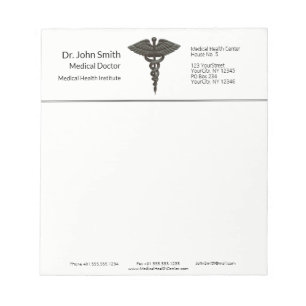 Professional Simple Medical Caduceus Black White Notepad