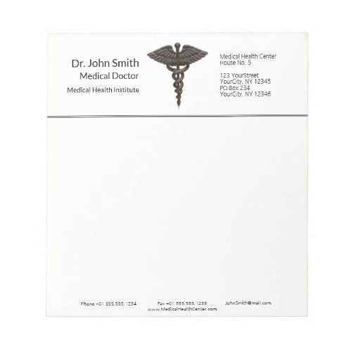 Professional Simple Medical Caduceus Black White Notepad