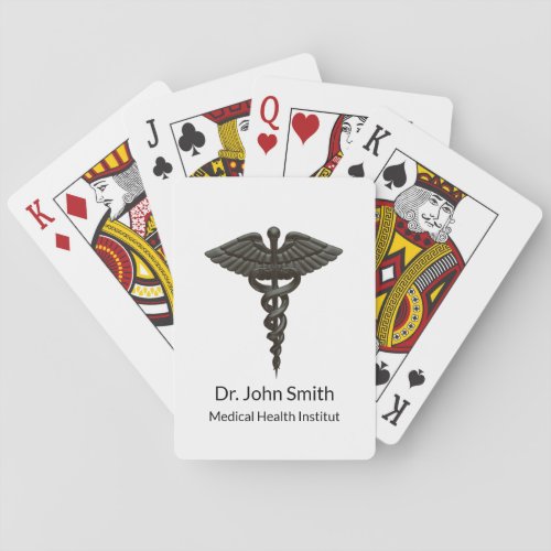 Professional Simple Medical Caduceus Black White Poker Cards