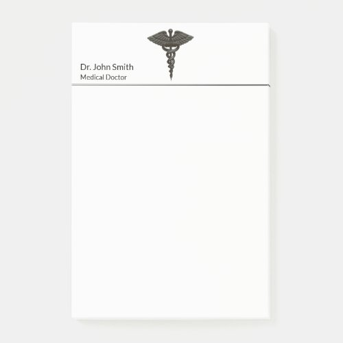 Professional Simple Medical Caduceus Black White Post_it Notes