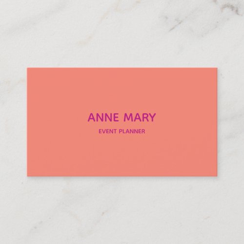 Professional Simple Minimal Orange Pink Custom Business Card