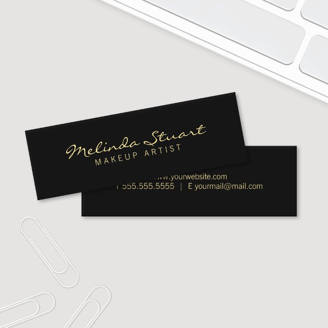 Professional Simple Modern Black and Gold Mini Business Card (Creator Uploaded)