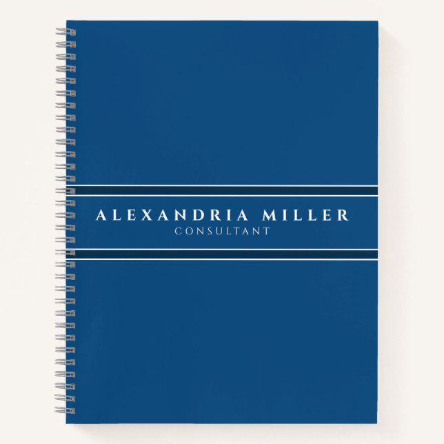 Professional Simple Modern Classic Blue Stripe Notebook (Front)