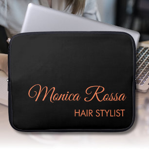 Professional Simple Modern Coral and Black Laptop Sleeve