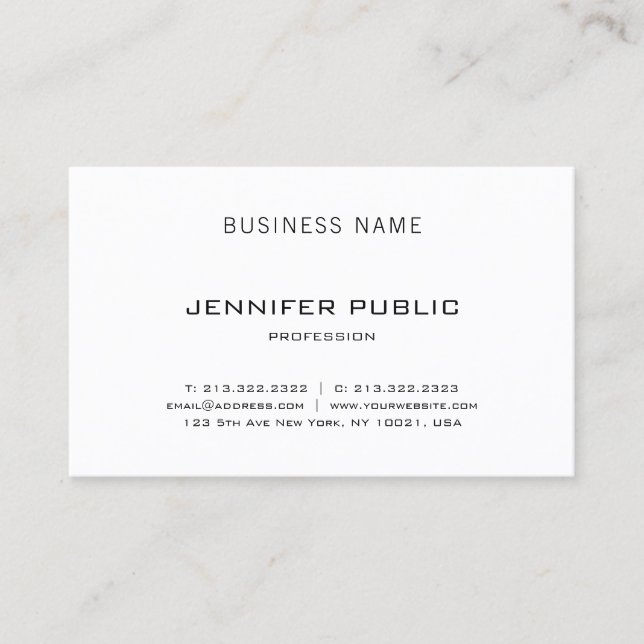 Professional Simple Modern Elegant Plain Luxury Business Card (Front)