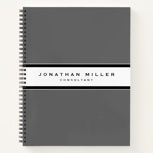Professional Simple Modern Gray  White Stripe Notebook