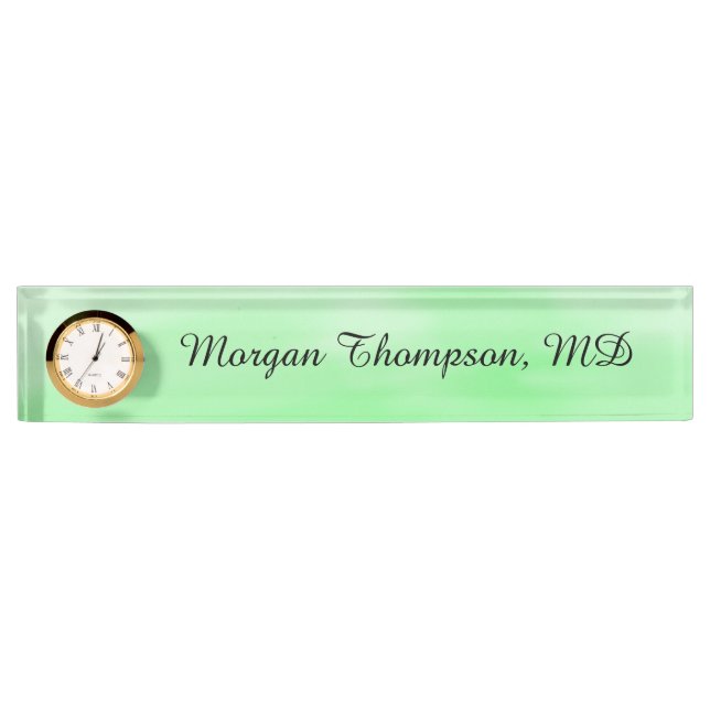 Professional Simple Modern Green Desk Name Plate (Front)