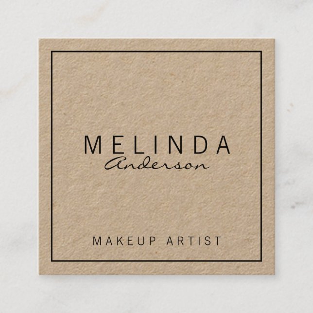 Professional Simple Modern Kraft Paper Square Business Card (Front)