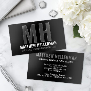 Professional Simple Modern Monogram Black Raised Spot UV Business Card