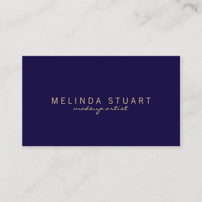 Professional Simple Modern Navy Blue and Gold Business Card (Front)